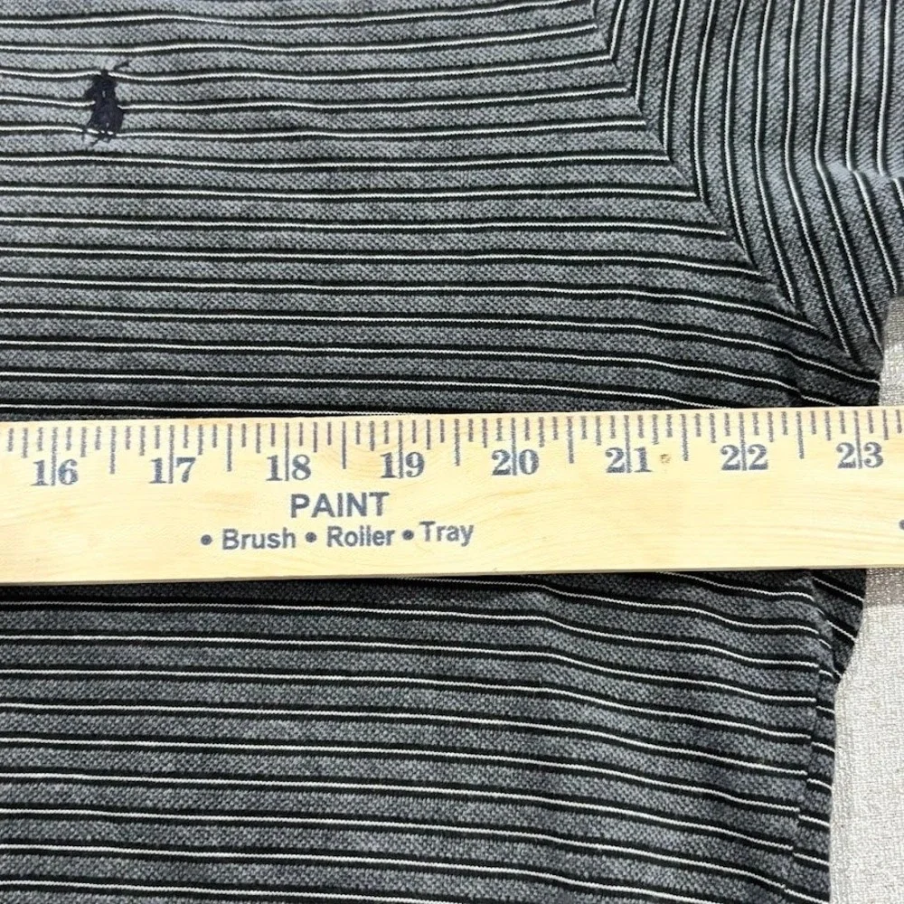 Polo Ralph Lauren Polo Shirt Mens L Grey‎ Cotton Striped Classic Pony Logo Top